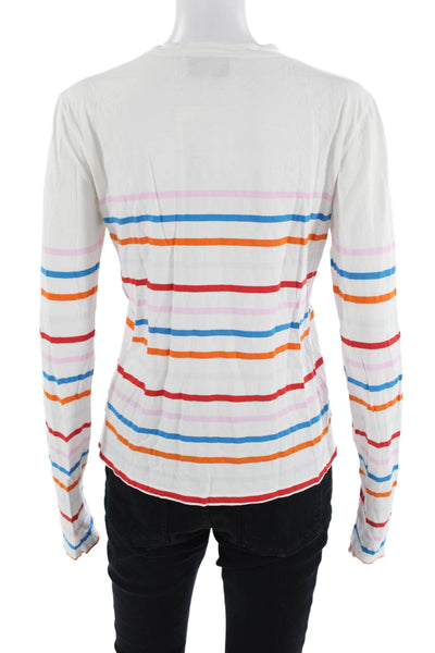 La Ligne Womens Striped White Jersey Long Sleeve Crew Neck Top Size XS