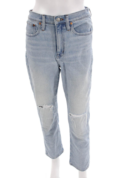 Madewell Women Cropped Boyfriend Jeans Light Blue High Rise Size 26