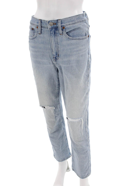 Madewell Women Cropped Boyfriend Jeans Light Blue High Rise Size 26