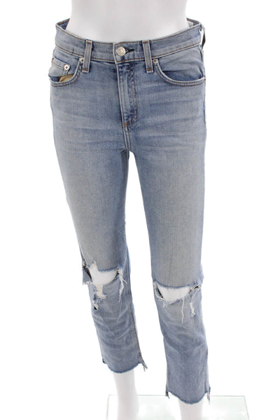 Rag & Bone Jean Womens Cropped Skinny Jeans Light Blue High Rise Size 26