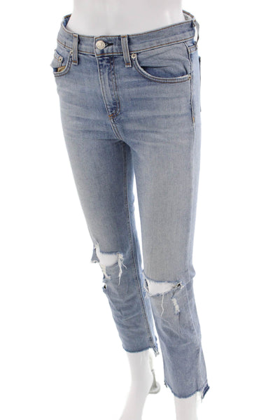 Rag & Bone Jean Womens Cropped Skinny Jeans Light Blue High Rise Size 26