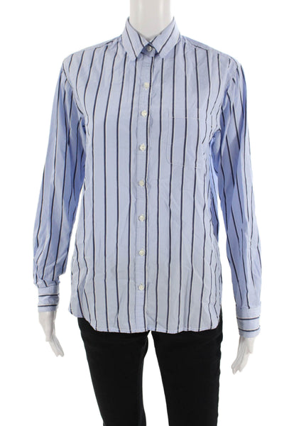 Unsubscribed Mens Button-Down Striped Light Blue Cotton Long Sleeve Size 2XS