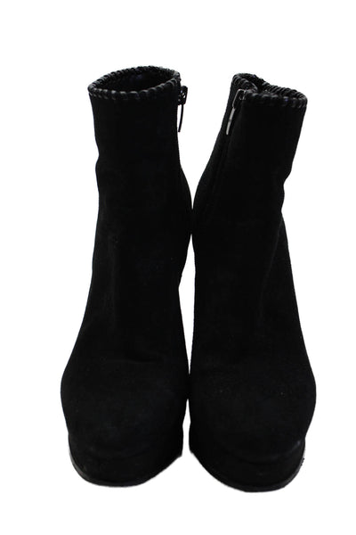 Marc Fisher Womens Side Zip Block Heel Platform Booties Black Suede Size 8M