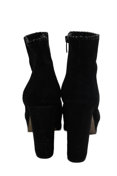 Marc Fisher Womens Side Zip Block Heel Platform Booties Black Suede Size 8M