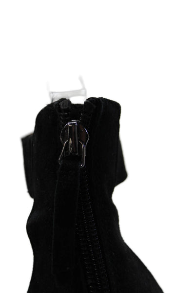 BCBGMAXAZRIA Womens Stiletto Feather Trim Ankle Strap Sandals Black Suede 37.5