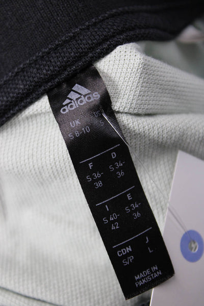 Adidas Womens Cropped Polo Black Collared Short Sleeve Size S
