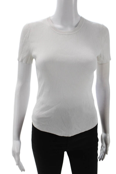 Babaton Women Basic White Crew Neck Short Sleeve T-Shirt Size M