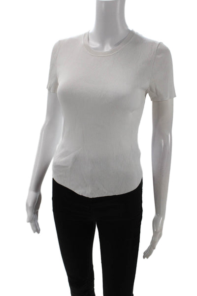 Babaton Women Basic White Crew Neck Short Sleeve T-Shirt Size M