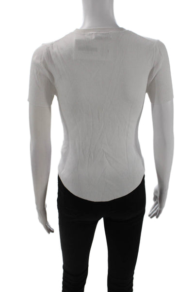 Babaton Women Basic White Crew Neck Short Sleeve T-Shirt Size M