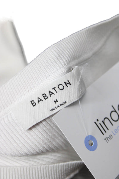 Babaton Women Basic White Crew Neck Short Sleeve T-Shirt Size M