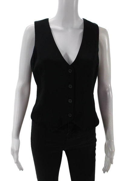 Babaton Women Black V-Neck Button Sleeveless Vest Size 6