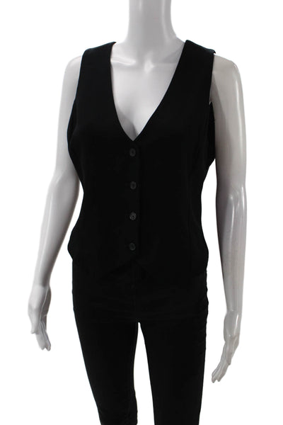 Babaton Women Black V-Neck Button Sleeveless Vest Size 6
