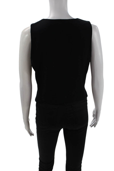 Babaton Women Black V-Neck Button Sleeveless Vest Size 6
