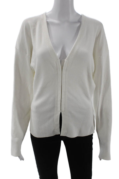 ASTR Women Cardigan White V-Neck Long Sleeve Size M