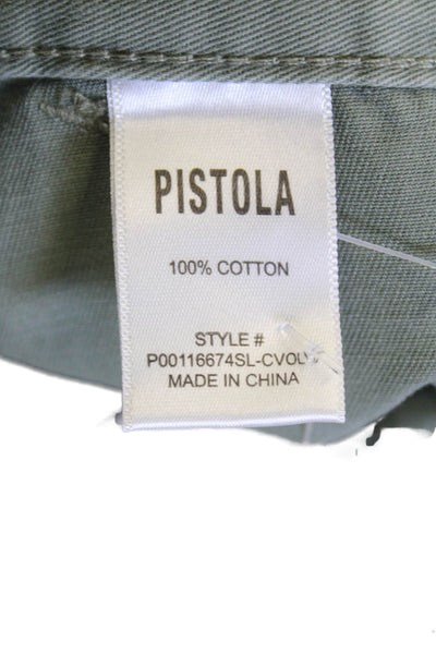 Pistola Unisex Cargo Pants Green 100% Cotton Button Army Size 24
