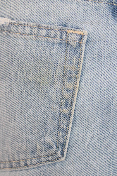 L Agence Womens Zipper Fly Distressed Fringe Denim Skirt Blue Size 24
