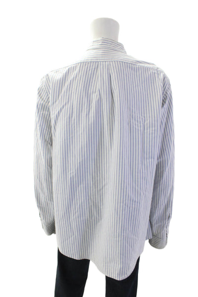 Ralph Lauren Mens Cotton Striped Print Collared Button Down Shirt White Size 2XL