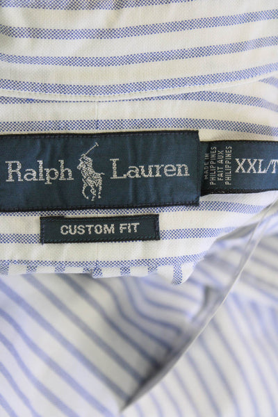 Ralph Lauren Mens Cotton Striped Print Collared Button Down Shirt White Size 2XL