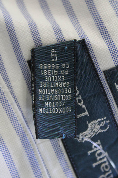 Ralph Lauren Mens Cotton Striped Print Collared Button Down Shirt White Size 2XL
