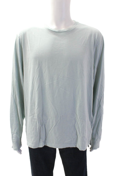 J Crew Mens Cotton Long Sleeve Round Neck Pullover Shirt Sea Foam Blue Size 2XL