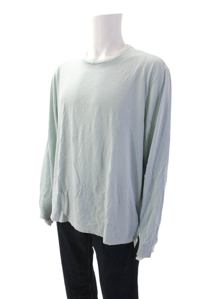 J Crew Mens Cotton Long Sleeve Round Neck Pullover Shirt Sea Foam Blue Size 2XL