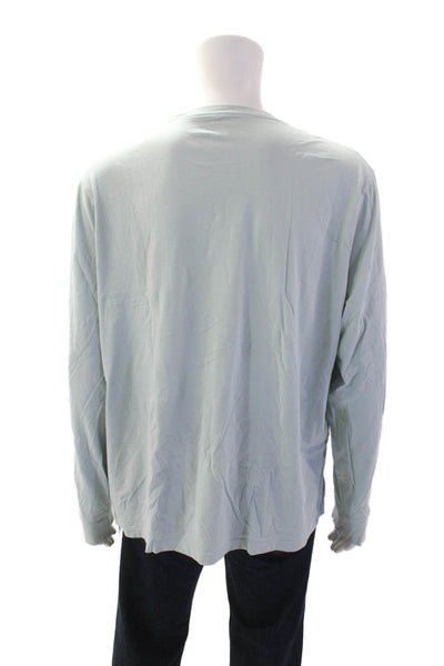 J Crew Mens Cotton Long Sleeve Round Neck Pullover Shirt Sea Foam Blue Size 2XL