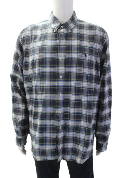 Ralph Lauren Blue Label Mens Cotton Plaid Button Up Shirt Multicolor Size 2XL