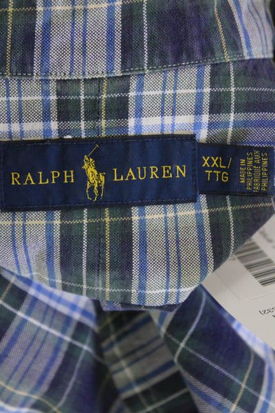 Ralph Lauren Blue Label Mens Cotton Plaid Button Up Shirt Multicolor Size 2XL
