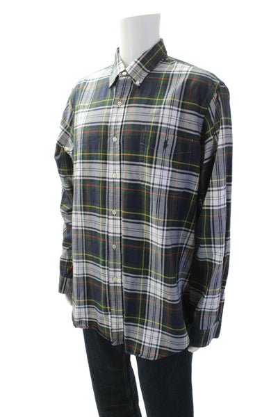 Ralph Lauren Blue Label Mens Cotton Plaid Button Up Shirt Plaid Multicolor Size