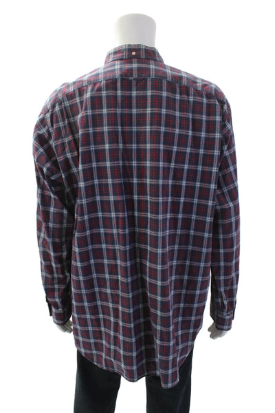 Ralph Lauren Blue Label Mens Cotton Plaid Print Button Down Shirt Red Size 2XL