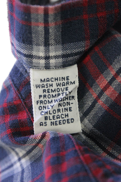 Ralph Lauren Blue Label Mens Cotton Plaid Print Button Down Shirt Red Size 2XL