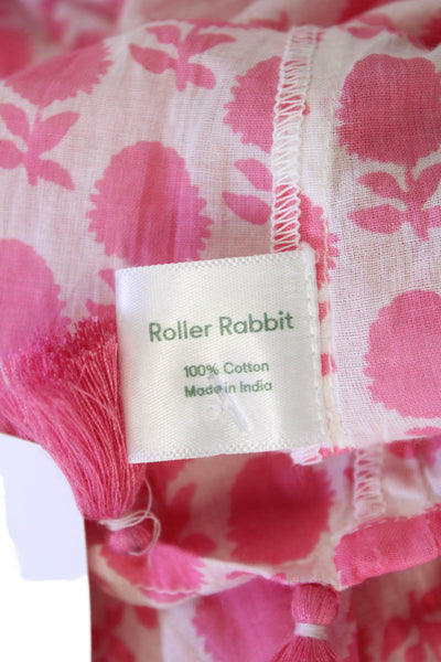 Roller Rabbit Womens Pink Floral Boho Tunic 3/4 Sleeve Cotton Size 2XS
