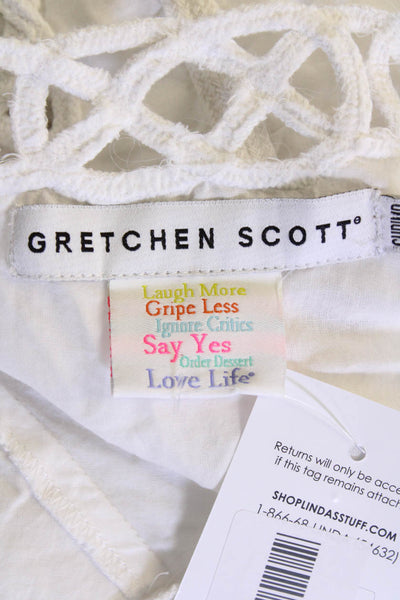 Gretchen Scott Women Kaftan Dress White Cotton 3/4 Sleeve Knee Length Size S