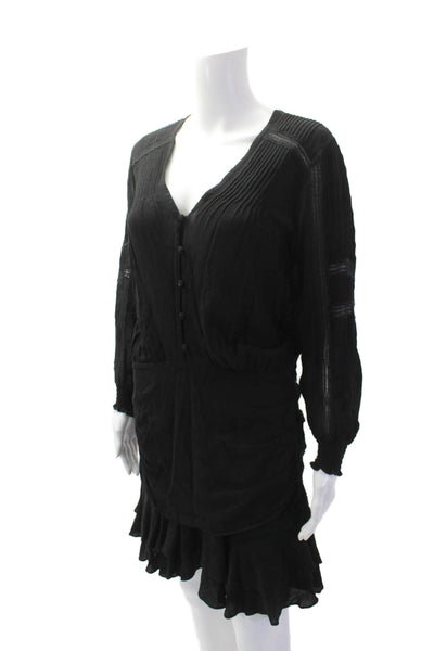 Veronica Beard Women Shirt Dress Black Long Sleeve Viscose Size 4