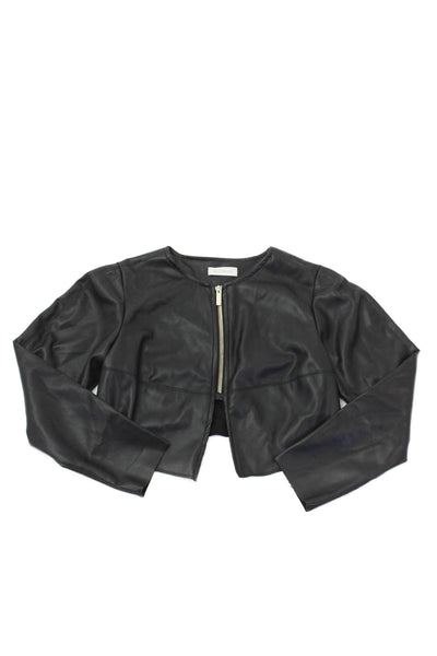 Monnalisa Childrens Girls Faux Leather Cropped Jacket Black Size Extra Small