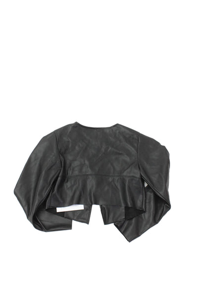 Monnalisa Childrens Girls Faux Leather Cropped Jacket Black Size Extra Small