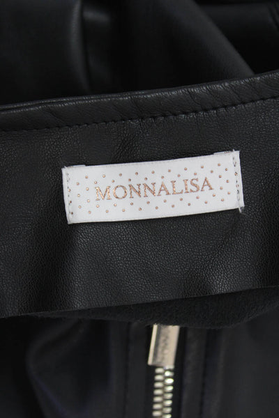 Monnalisa Childrens Girls Faux Leather Cropped Jacket Black Size Extra Small