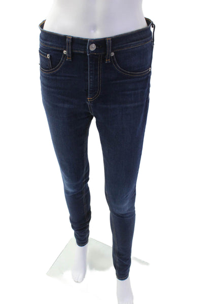 Rag & Bone Jean, Womens Skinny Jeggings Dark Blue Button Size 27