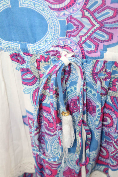 Perry Walker Womens Maxi Kaftan Dress Blue Paisley Boho Size 1