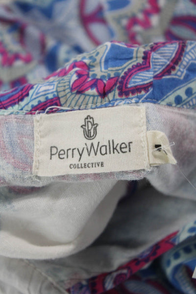 Perry Walker Womens Maxi Kaftan Dress Blue Paisley Boho Size 1
