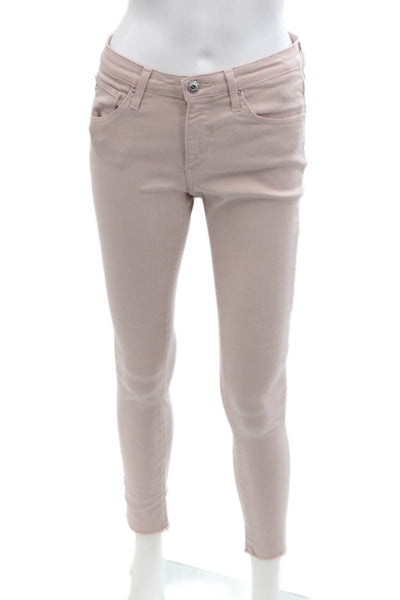 AG Adriano Goldschmied Women Pink Ankle Skinny Jeans Midrise 28in Size 26