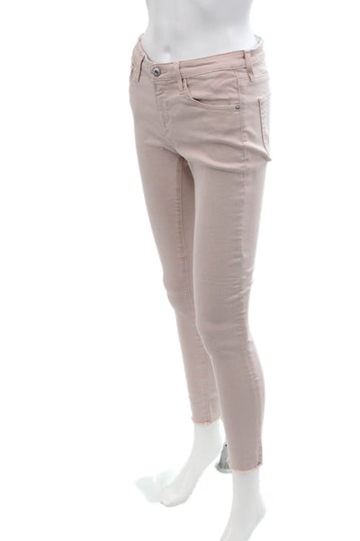 AG Adriano Goldschmied Women Pink Ankle Skinny Jeans Midrise 28in Size 26