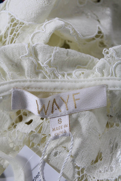 Wayf Womens White Floral High Neck Long Sleeve Blouse Size S