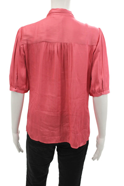 Paige Women Short Sleeve Pink Button Blouse Polyester Blend Classic Size S