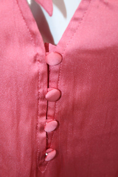 Paige Women Short Sleeve Pink Button Blouse Polyester Blend Classic Size S