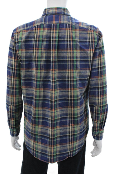 Ralph Lauren Blue Label Mens Plaid Classic Fit Button Shirt Blue  Size Large