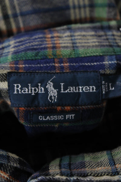 Ralph Lauren Blue Label Mens Plaid Classic Fit Button Shirt Blue  Size Large