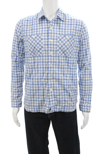 Levi's Mens Cotton Plaid Collared Button-Down Shirt Blue Size M