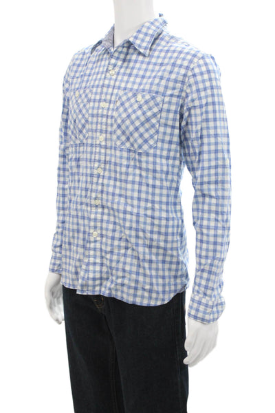 Levi's Mens Cotton Plaid Collared Button-Down Shirt Blue Size M