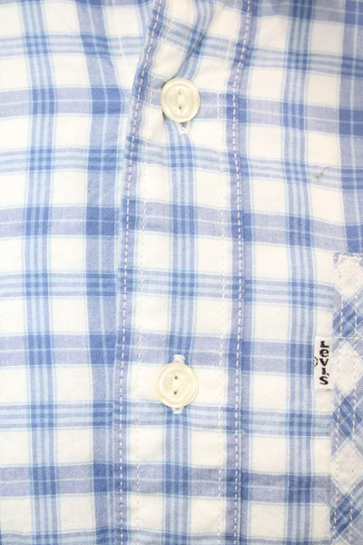 Levi's Mens Cotton Plaid Collared Button-Down Shirt Blue Size M